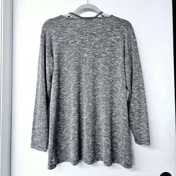 Juicy Couture Womens V Neck Grey Marled Peekaboo Long Sleeve Top Shirt (M) - Picture 3 of 3